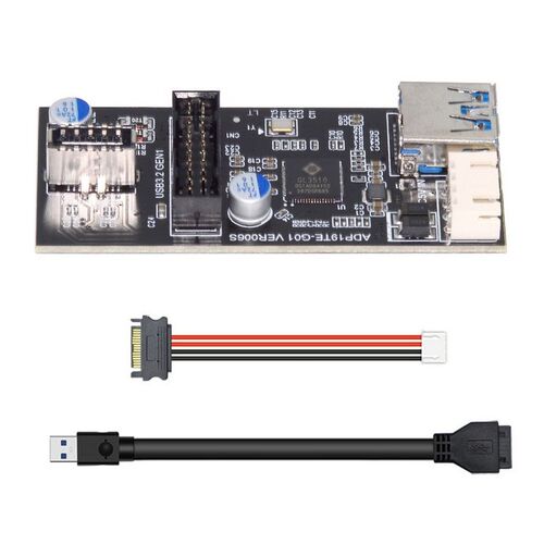 USB3.0主板前置一分二1q9针转3.1 C TYPE-E转接双头20针转扩展卡