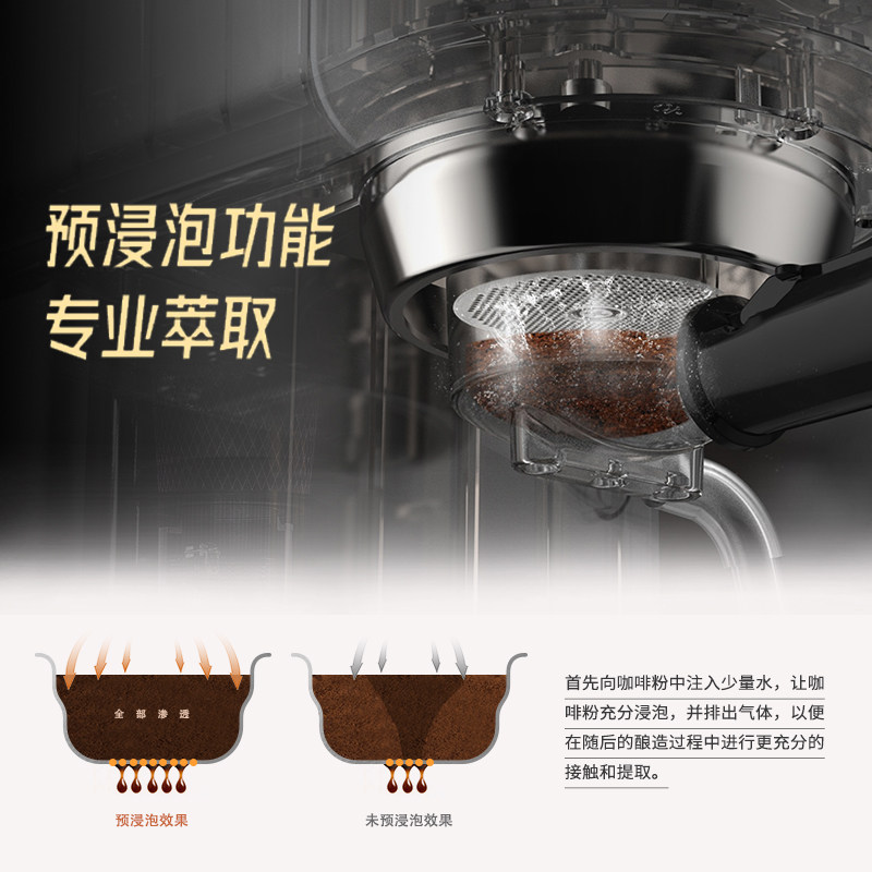 半自动咖啡机意式浓缩奶泡一体办公家用小型电动19Bar易理包可用