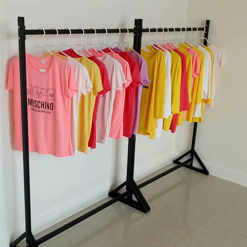 铁艺服装店展示架 简约落地架男女童装侧挂金色展示架