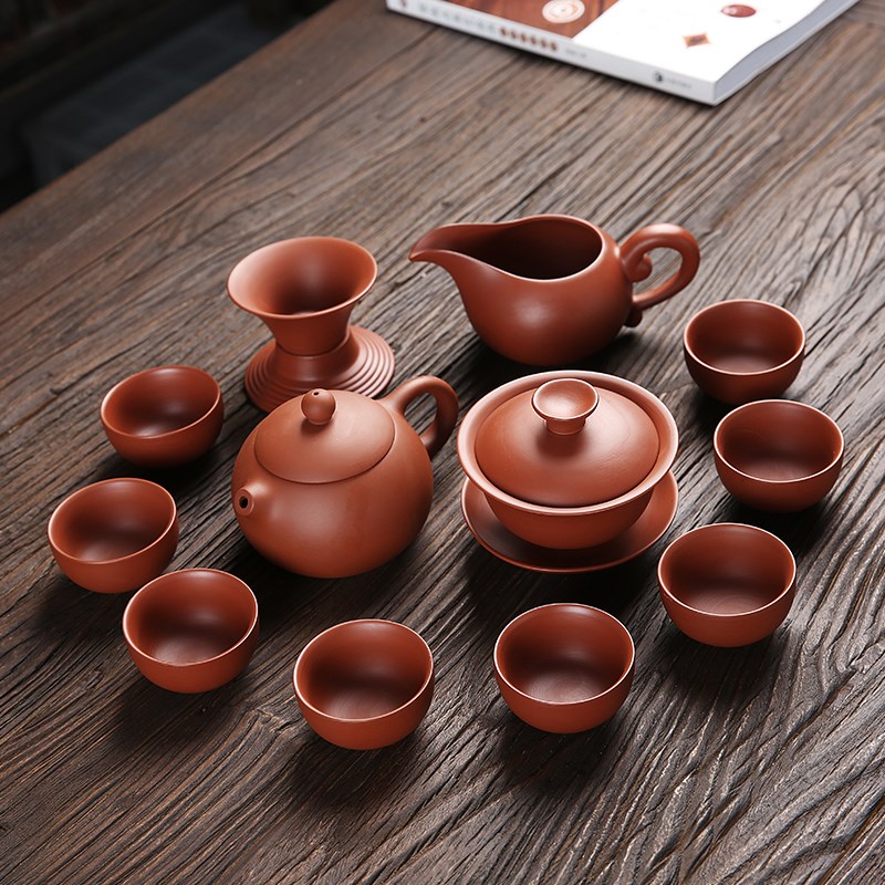 宏尚紫砂功夫茶具套装礼盒家用礼品刻字简约壶盖碗公道杯配件