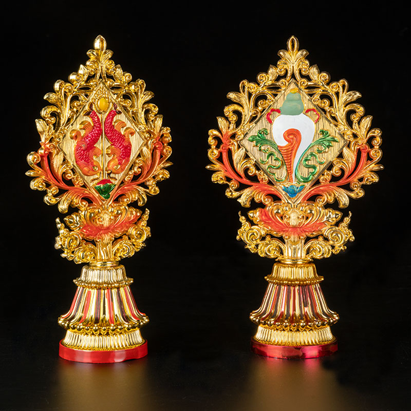 西藏八吉祥摆件大莲花座供密宗法器装饰吉祥八宝藏传具摆件