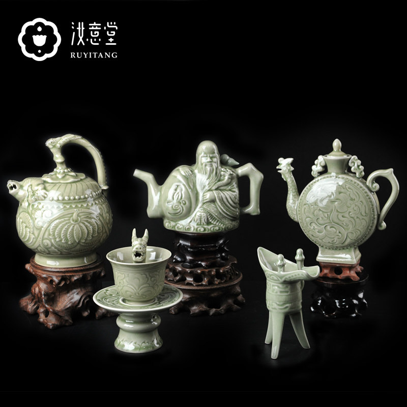 耀州瓷公道杯贪心杯倒流壶陶瓷酒具酒杯创意酒壶古典中式家用礼品