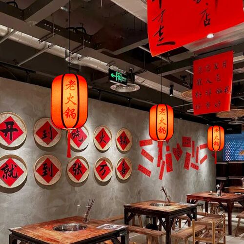 中式灯笼吊灯火锅店餐厅饭店包厢茶楼餐饮店铺商用仿古布艺红宫灯