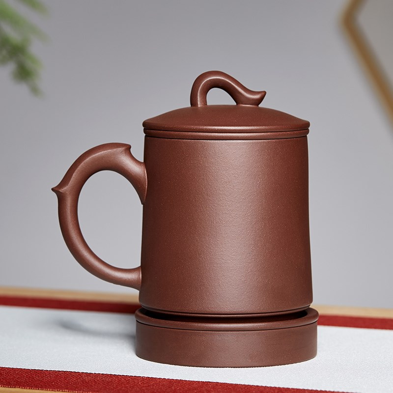 宜兴紫砂泡茶杯茶水分离纯全手工办公盖杯内胆过滤带把水杯子茶具