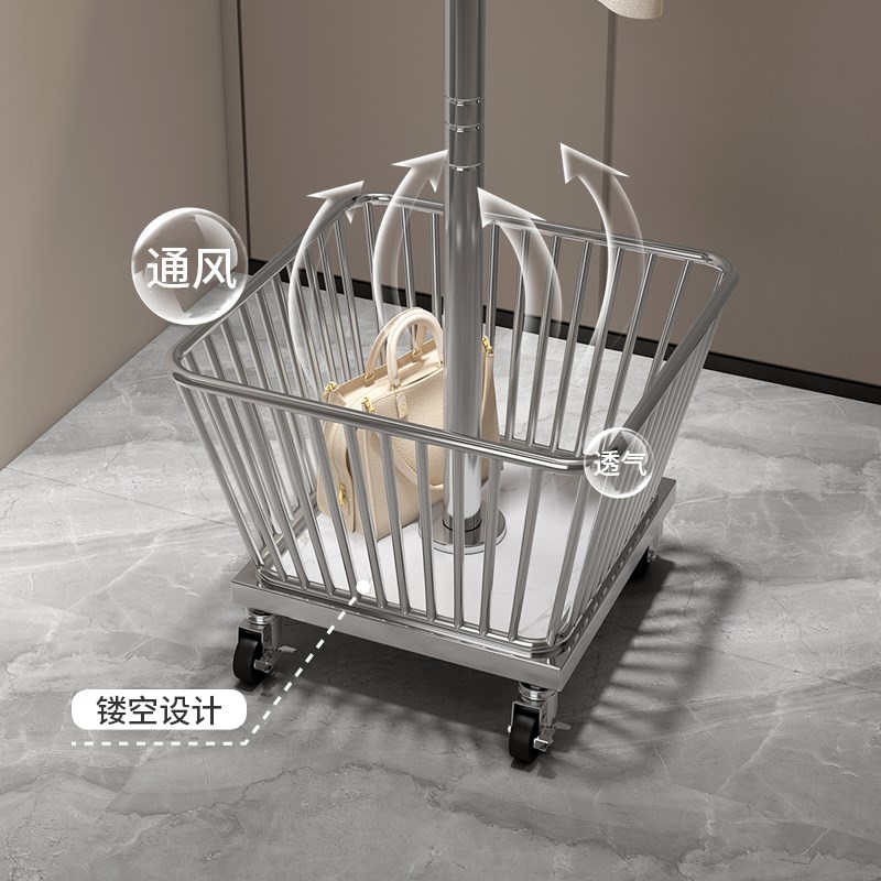 晾衣架杆挂衣帽架落地式家用卧室内房间移动隔夜衣服收纳置物架子