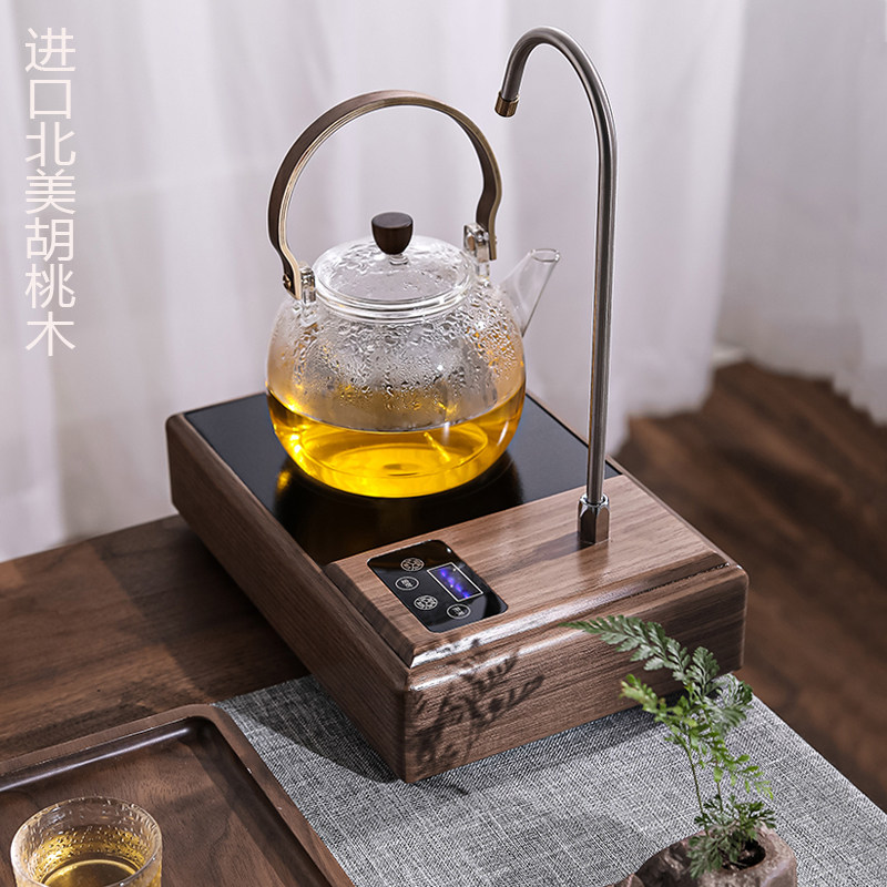 胡桃木电陶炉煮茶器全自动上水器电热烧水壶泡茶专用一体茶壶套装