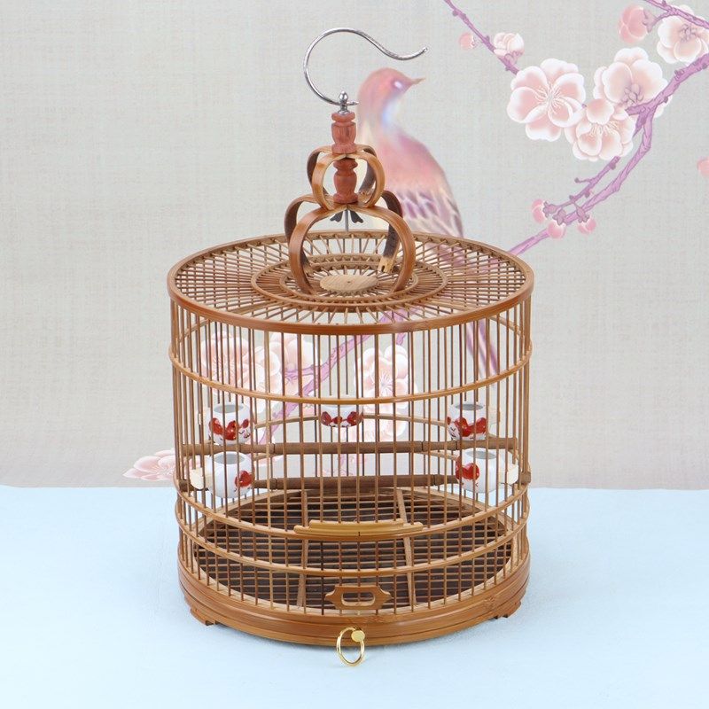 红子靛颏抽屉鸟笼绣眼竹鸟笼柳莺芙蓉文鸟玉鸟老竹竹皮抛光手工笼