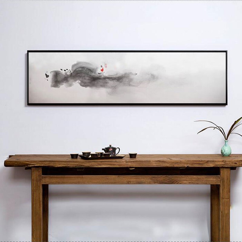 新中式禅意装饰画样板房餐厅客厅沙发背景墙黑白水墨卧室床头挂画