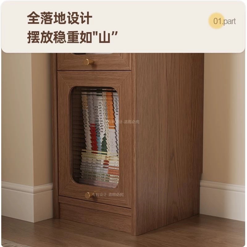 书柜实木玻璃门储物柜不占地方储物柜一体转角落地儿童幼儿园学生