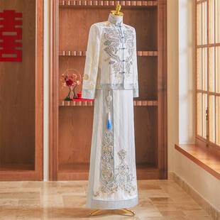 2026新款白色秀禾服男新中式新郎婚服结婚礼服嫁衣龙凤褂唐装接亲