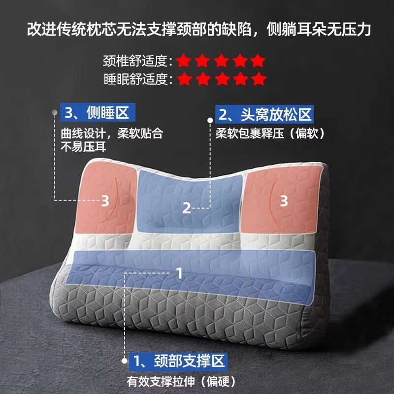 反弓乳胶牵引枕头护颈椎深睡眠专用枕芯一对家用护颈枕整头可水洗