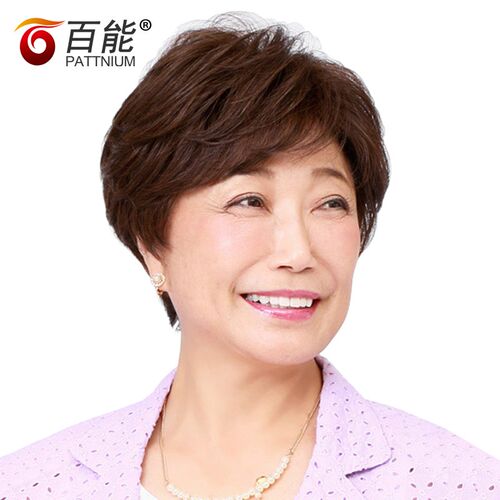 送妈妈假发女款真头发中老年妈妈假发全手织女士真发假发短发头套