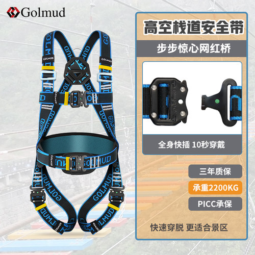 哥尔姆速插五点式安全带GM3661高空作业全身双挂钩安全绳套装国标