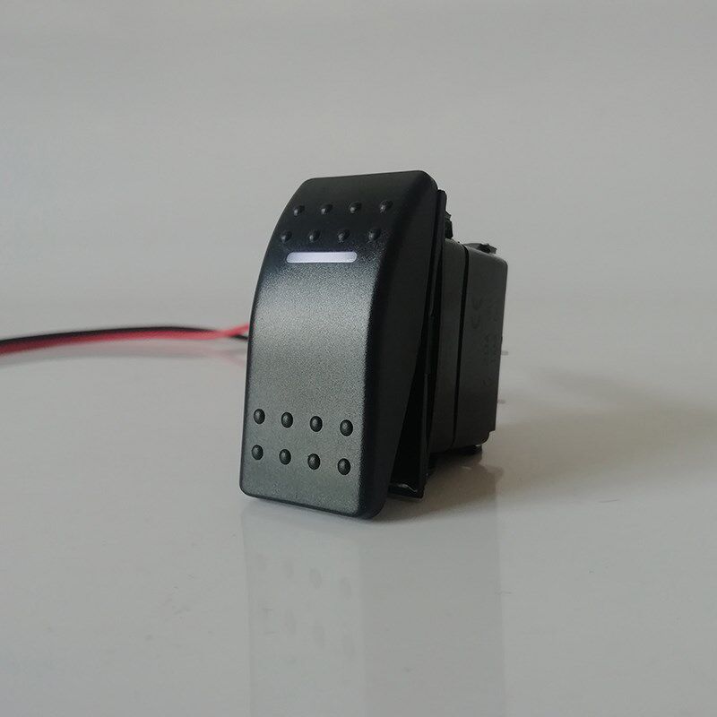 汽车开关12V24V通用改装两档自锁船形翘板单杠白光灯翘班按键新品