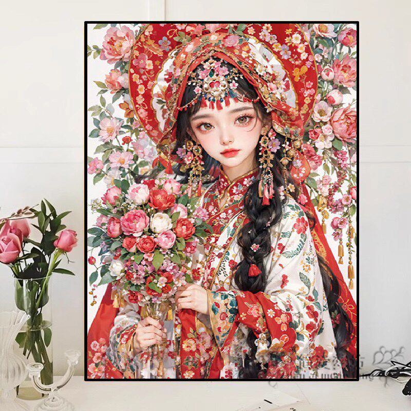 新款十字绣diy小件花卉美女人物中国风古装可爱花卉简单绣初学者
