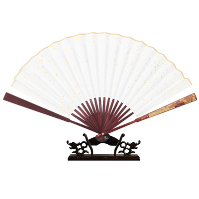 78910寸空白扇子绘画创作书法国画diy白色宣纸折扇黑\红\油竹雕刻