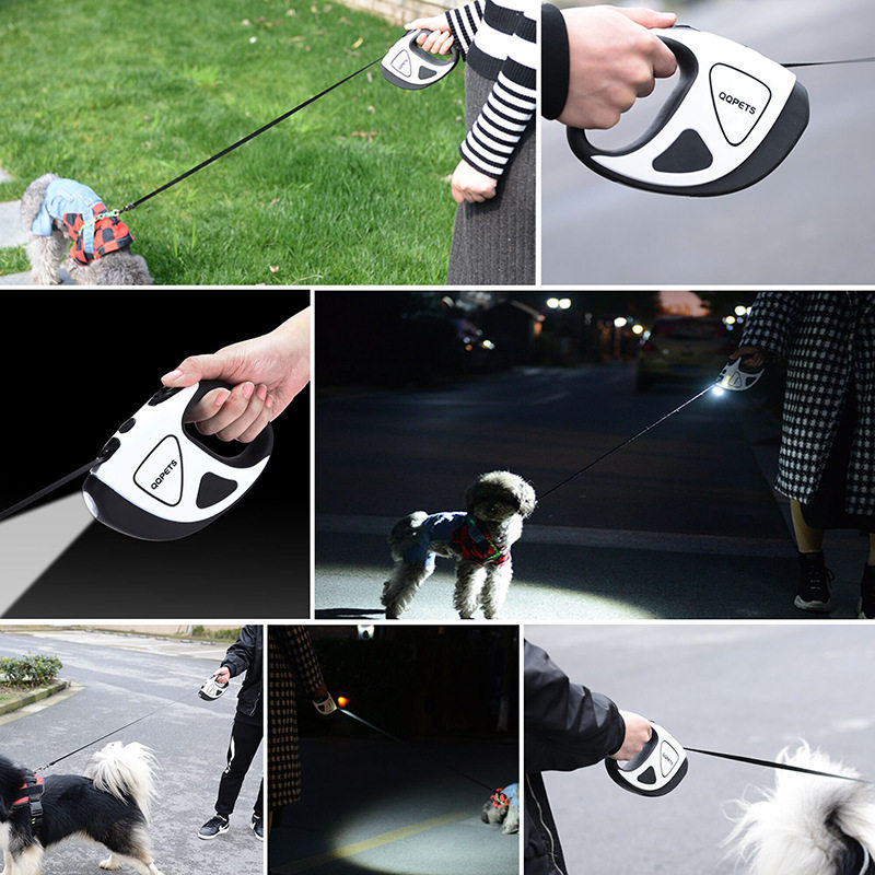狗狗牵引绳小型犬中型犬大型犬遛狗绳自动伸缩狗外出神器LED带灯