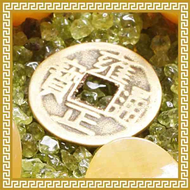 麦玲玲吉庆堂金银满屋大满盆黄玉元宝聚宝盆橄榄石五帝钱添财摆件