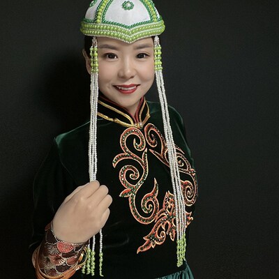 蒙古帽子女士少数民族舞蹈演出礼仪蒙古族高帽子头饰蒙古袍女帽