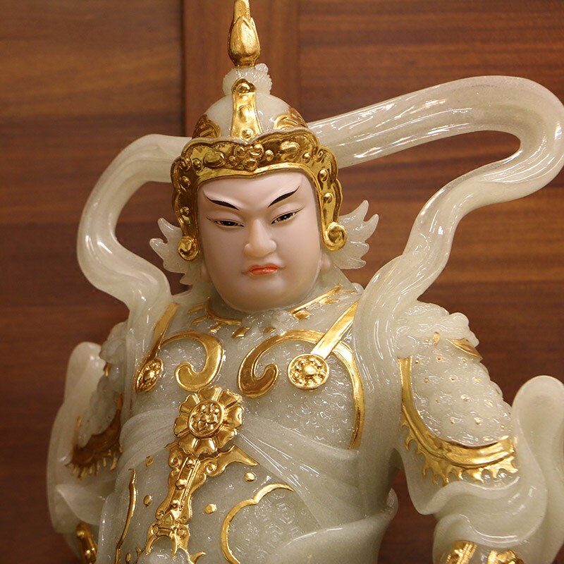 汉白玉伽蓝韦陀左右护法神像门神左右护法者韦驮菩萨玉石雕关公像