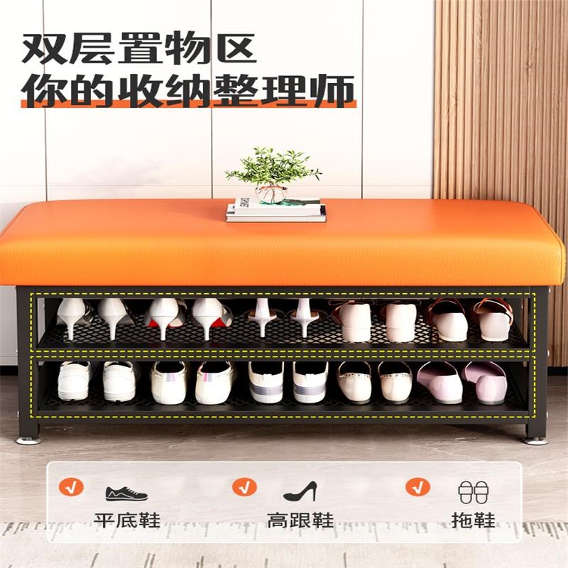 换鞋凳家用门口入户门可坐凳子一体皮革软包坐垫长条凳子鞋柜轻奢