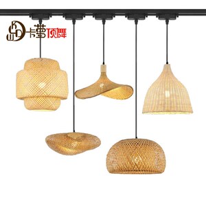 竹编吊灯竹艺禅意茶室中式餐厅民宿灯具日式藤编灯笼可移位轨道灯