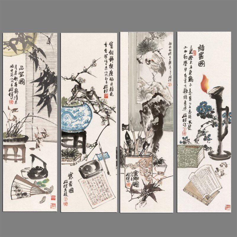 陈葆棣四条屏国画芯装饰客厅卧室书房办公高清微喷打印宣纸画心