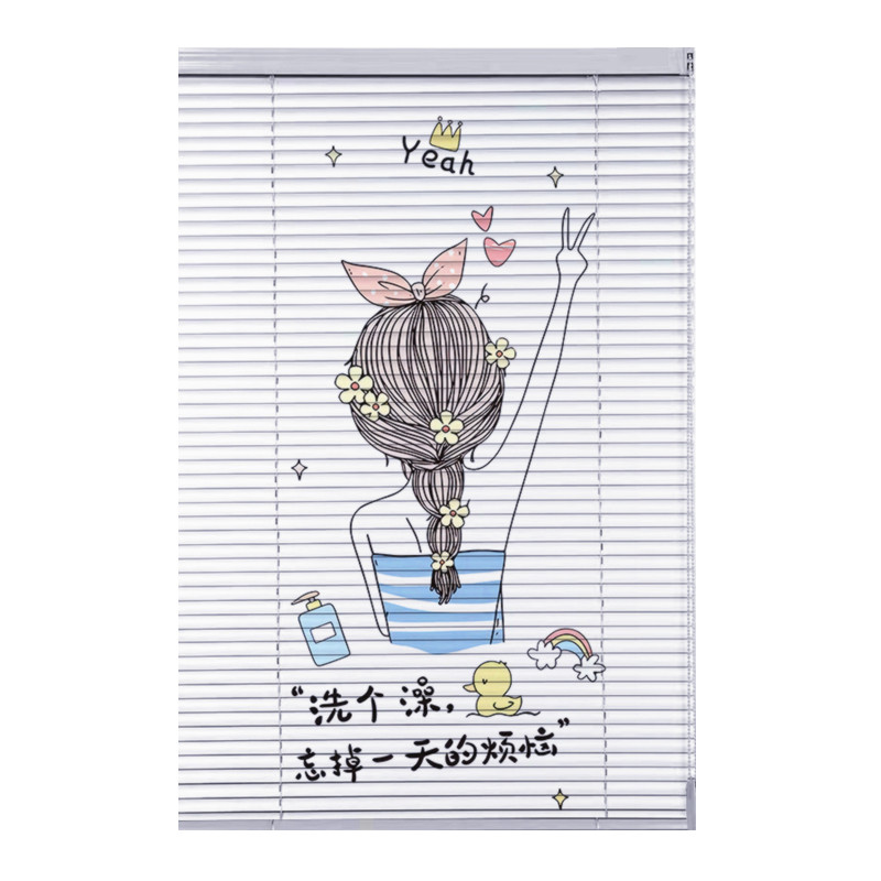 百叶窗帘卷帘免打孔客厅卫生间智能家用遮挡防晒防水拉卷式手拉帘