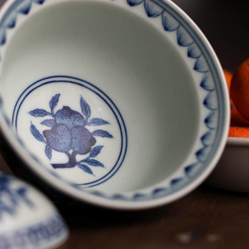 景德镇仿古三多纹饰盖碗套装三才盖碗功夫茶具中式吉祥纹茶具套装