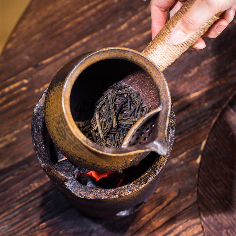 景德镇紫砂烤茶罐中式复古罐罐煮茶器侧把煮茶壶可干烧烤奶茶带盖
