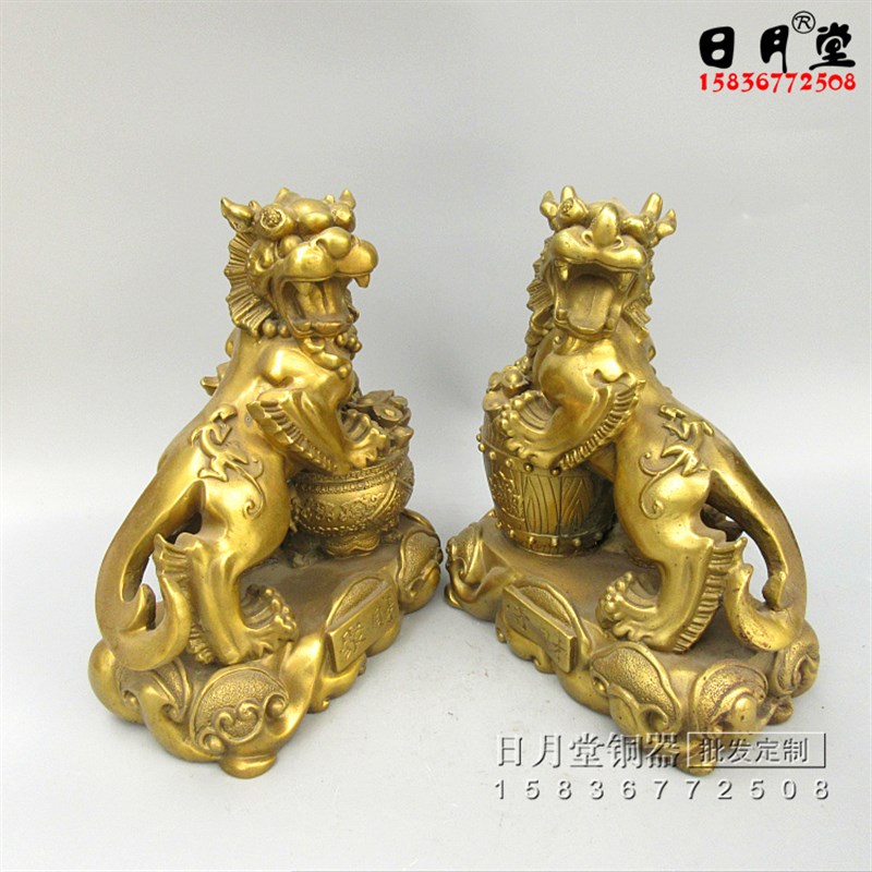 包邮黄铜铜貔貅一对聚财守财铜貔貅聚宝盆一桶金财富归来回头貔貅