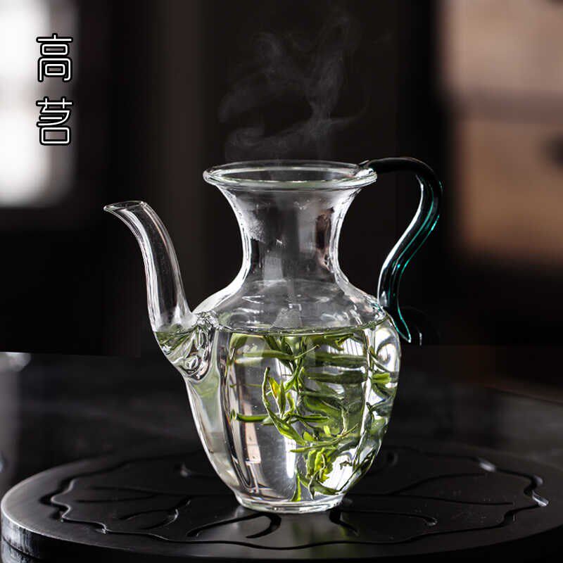 夏天绿茶专用泡茶壶中式仿宋莲花耐热玻璃执壶冲泡壶带过滤泡茶器