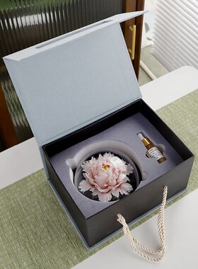 陶瓷手捏牡丹瓷花摆件扩香器办公室客厅茶室中式桌面手工家居饰品