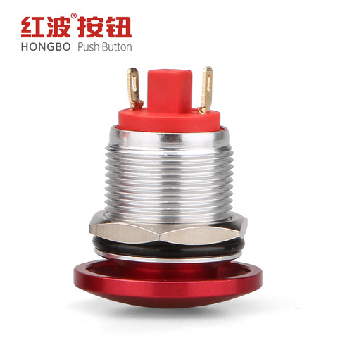 红波按钮16mm蘑菇头圆形按键红绿常开1NO小型电源防水开关 自复位 - 封面