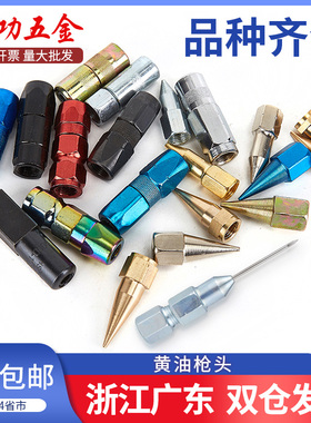 气动黄油枪配件手动针式枪头尖嘴平头黄油枪软管铁管硬管注油嘴头