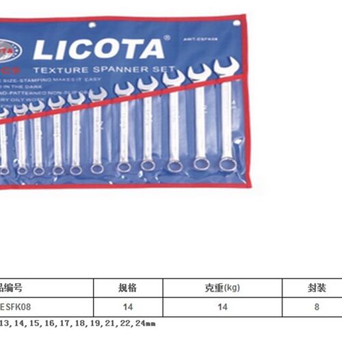 力可达扳手套装14件两用扳手组套汽车维修工具梅花开口扳手8-24mm