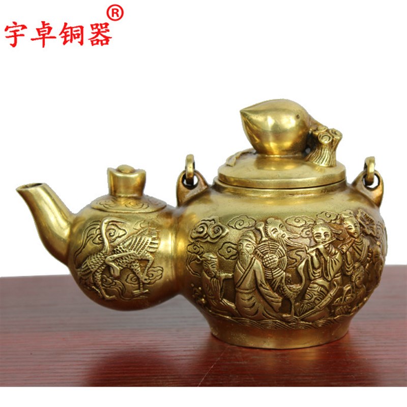 宇卓铜器纯铜壶黄铜壶八仙子子母壶工艺品摆饰