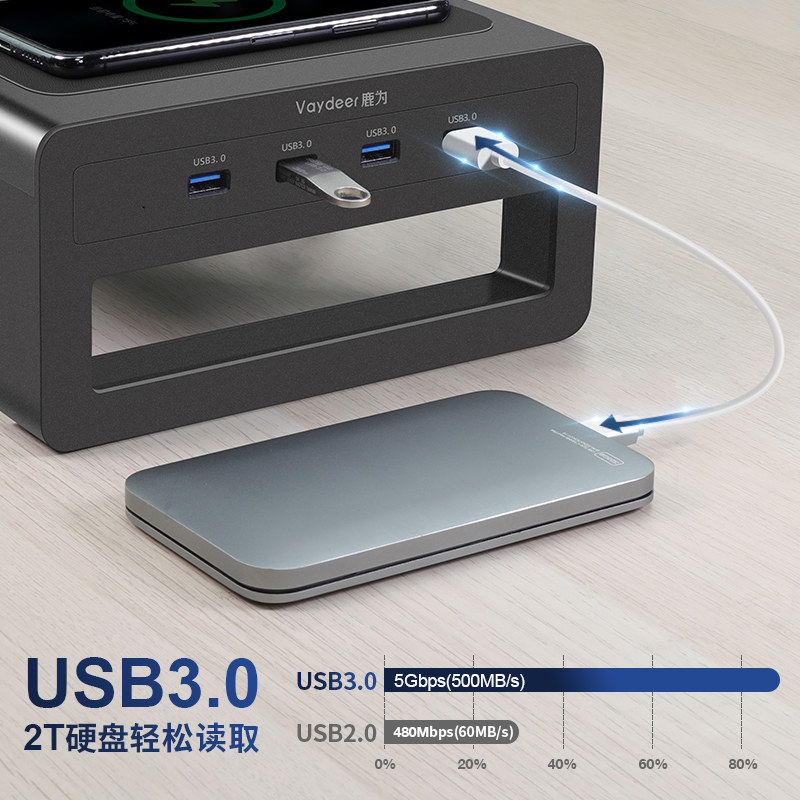 鹿为加长带抽屉显示器增高架电脑屏幕架子桌面键盘收纳置物架双屏