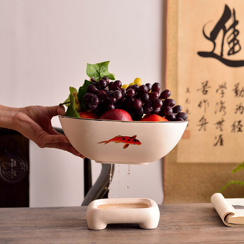 新中式创意陶瓷水果盘三件套大号家用客厅茶几餐桌干果盘装饰摆件