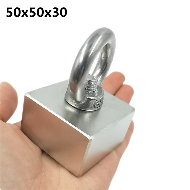 强磁超强磁钢F40x40x20mm1个永磁高强度带孔磁铁正方形50x50x30mm