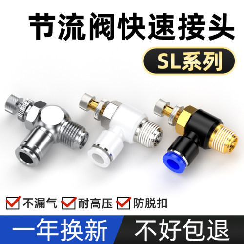 气动元件气缸高压气管快速快插快接不锈钢接头节流阀调速阀SL8-01