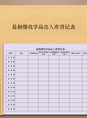 易制爆化学品出入库登记表易制毒化学品出入库登记本危险品管制性