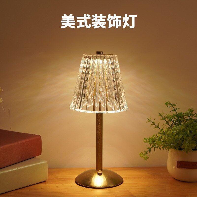 高级感水晶复古台灯卧室床头灯轻奢氛围灯床头柜灯充电小夜灯