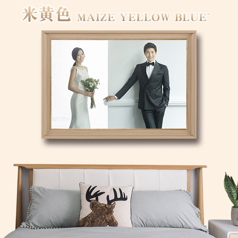 美式婚纱照大相框挂墙简约影楼结婚照放大照片冲印加相框36 48寸
