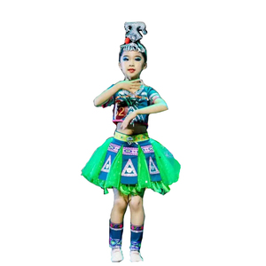 儿童少数民族铃呦灵幼苗族演出服壮族侗族土家瑶族彝族舞蹈演出服