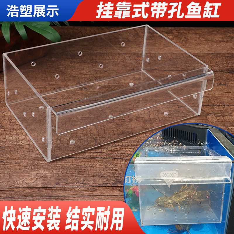鱼缸多功能隔离盒带孔 挂靠式鱼缸隔离盒鱼苗孵化繁殖箱幼鱼产房