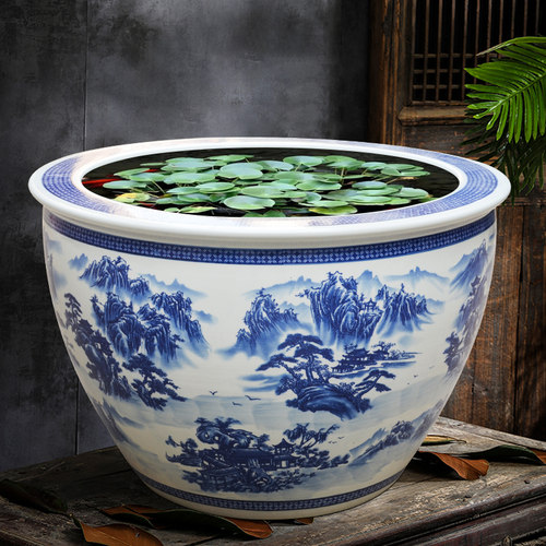景德镇陶瓷鱼缸荷花缸睡莲缸碗莲乌龟缸书画缸大水缸养鱼盆