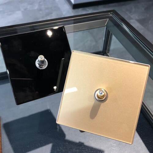 钢化玻璃复位开关个性拨杆按钮面板带LED灯86型暗装墙壁插座套装