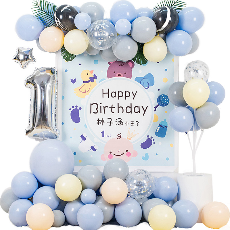 男女孩宝宝百天百日宴布置装饰满月100天百岁生日周岁背景墙海报1