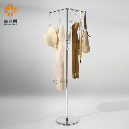 服装店展示架不锈钢落地式简约中岛陈列道具加厚RT型正挂衣帽架子